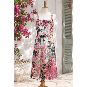 ELIE TAHARI Gelsie Floral Burnout Dress Satin Slip Romantic Cottagecore Size 8